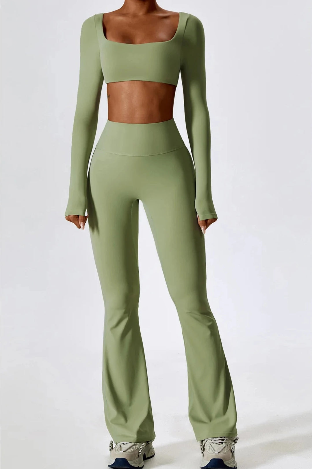 Flared Radiance Set Long Sleeve- Olive Green