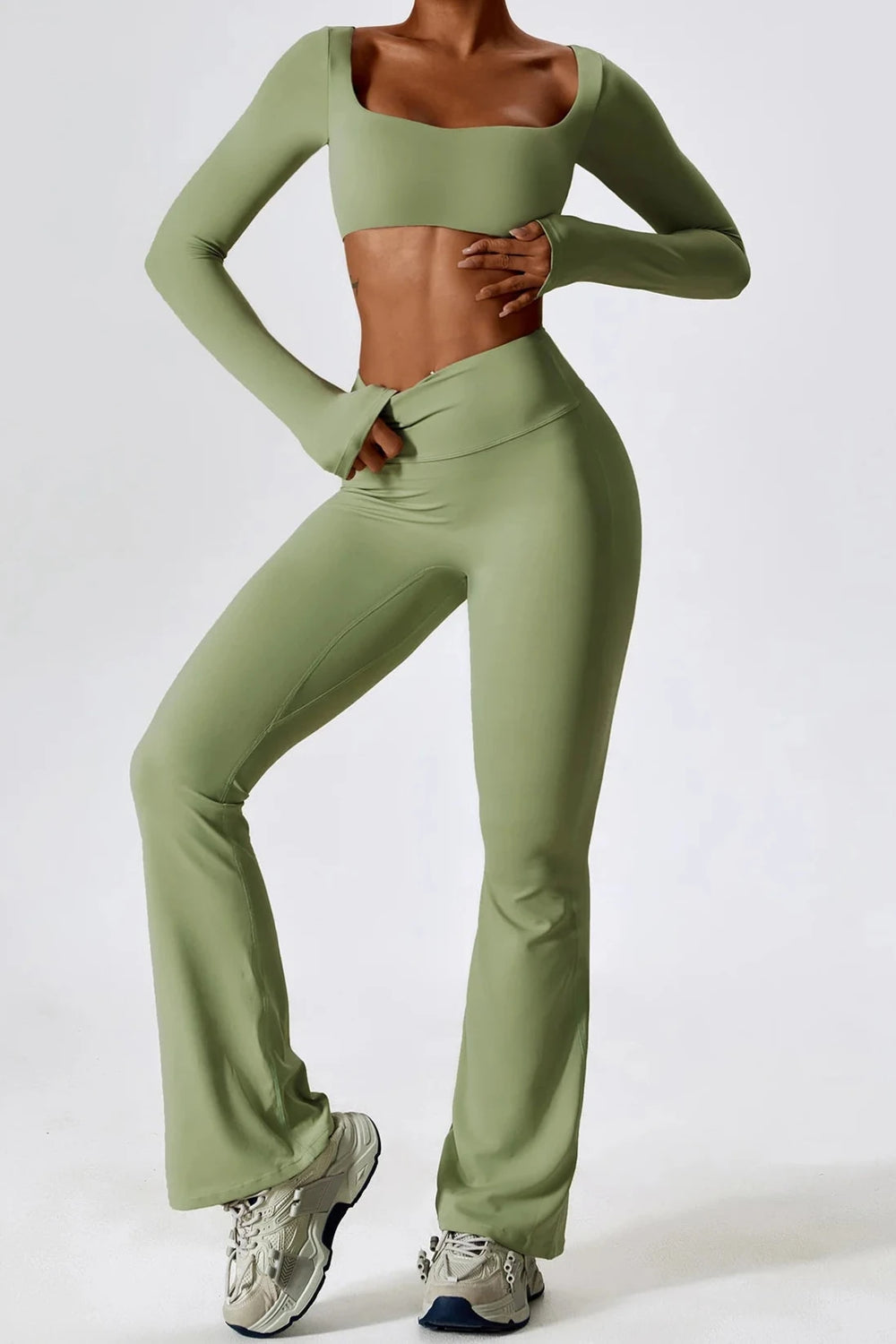 Flared Radiance Set Long Sleeve- Olive Green